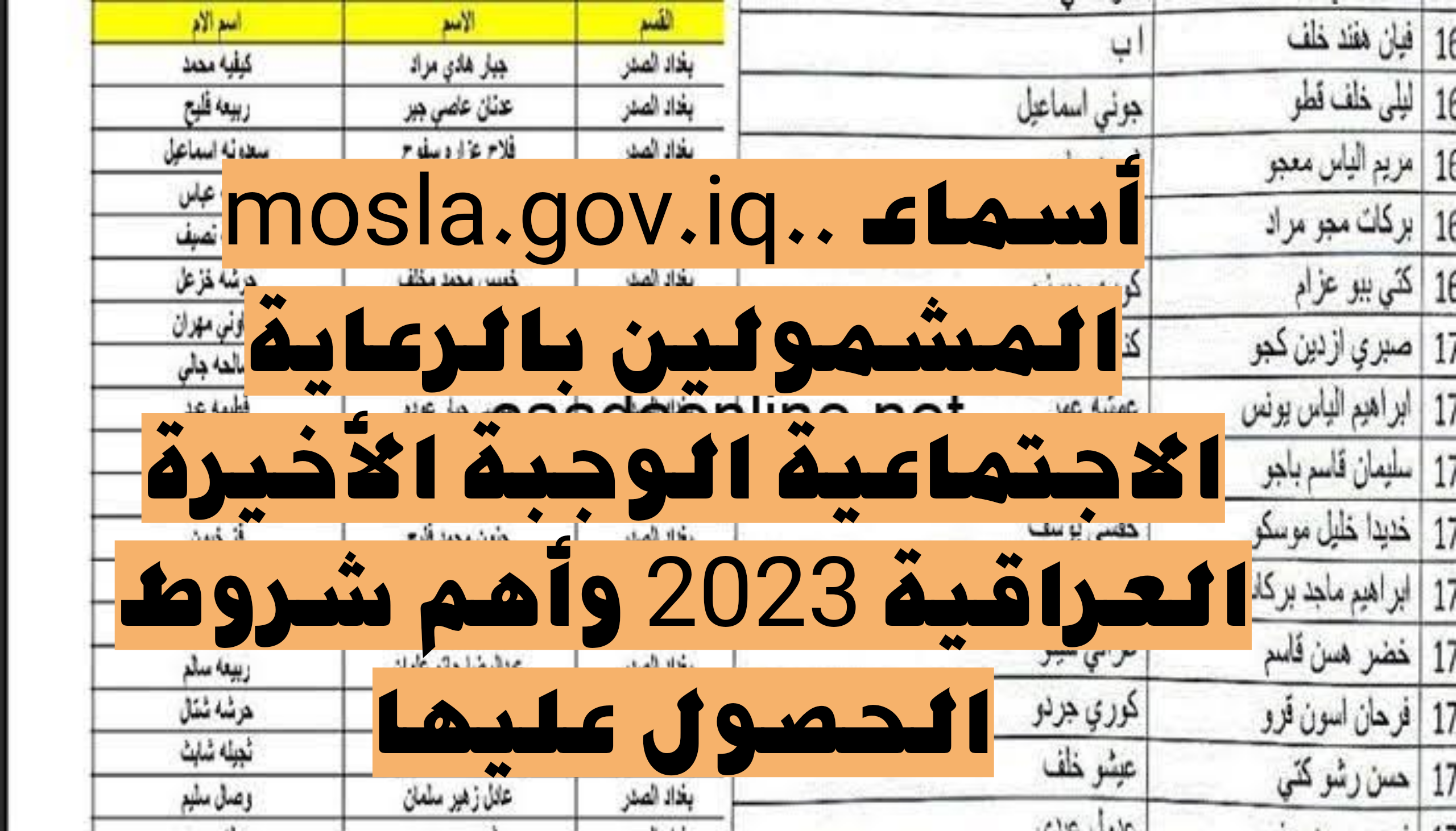 mosla.gov.iq.. أسماء المشمولين بالرعاية الاجتماعية الوجبة الأخيرة العراقية 2023 وأهم شروط الحصول عليها