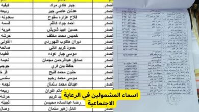 أسماء المشمولين في الرعاية الاجتماعية الوجبة الاخيرة في العراق